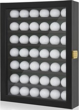 Golf Ball Display Case, Solid Wood Golf Ball Holder, Black, for 30 Golf Balls