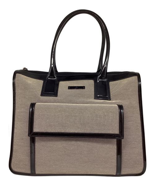 GUCCI Logo Tote Bag in Beige Canvas and Leather 0000854