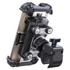  Motorcycle Phone Mount Holder - [Dual Vibration Dampener] 150mph Anti Black