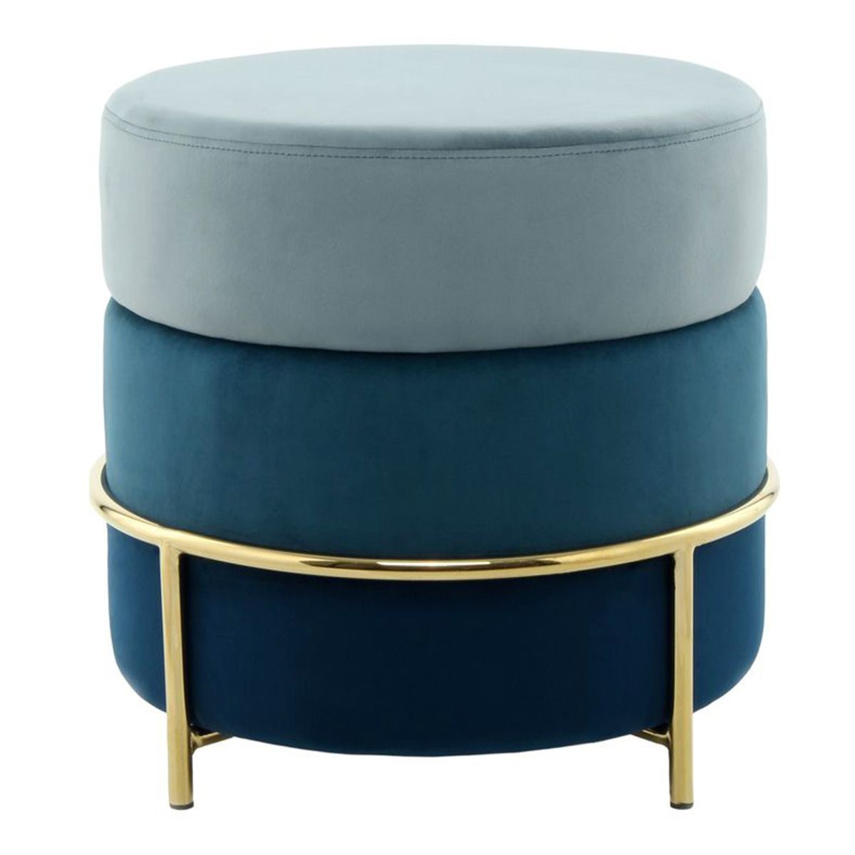 Pouf en velours bleu Matilda de 48cm, siège d'appoint de salon