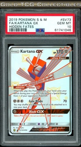PSA 10 ⭐️ Pokemon Kartana GX SV73 73 Full Art Shiny Hidden Fates Sun Moon Graded