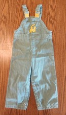 Sears Bib Overalls Green White With Appliqued Train Engine Toddler Large Vintage