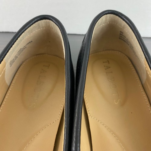 Talbots Penny Loafers Women 8M Black Pebble Leather Bow Buckle Old Money Preppy - Picture 5 of 9
