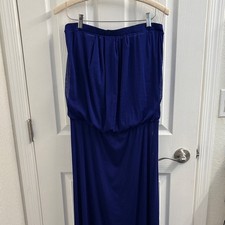 Oh my Vintage CYNTHIA ROWLEY Elegant Blue Maxi Strapless Dress/Swim Cover up L