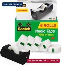 Scotch Magic Tape with Scotch Desktop Dispenser, 6 Rolls of 3/4" x 1000" Plus