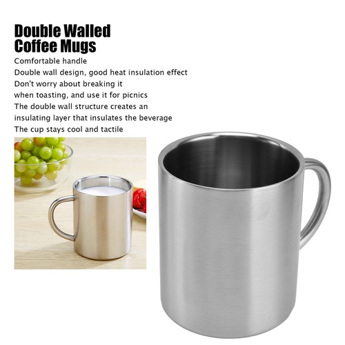 (410ml)Double Walled Coffee Mugs Stainless Steel Tea Cups For Camping Travel US - Picture 5 of 24