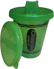VTG Y2K RARE CRAYOLA CRAYON MUNCHKIN GREEN 3 PC SIPPY CUP TUMBLER SET LID DRINK