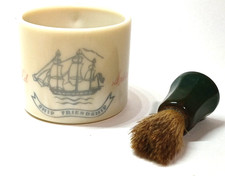 Vintage Old Spice Shaving Mug Ship Friendship W/ Brush Shulton Clifton N.J.