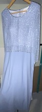 Blue Sparkly Boohoo Montage Collection Dress Size 14 Long Sleeve