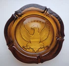 Vintage Extra Large Federal Eagle Dark Amber Heavy Glass 10" Giant Ashtray