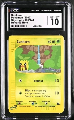 Sunkern 106/144 Reverse Holo Skyridge 2003 Pokemon Card CGC 10 GEM MINT