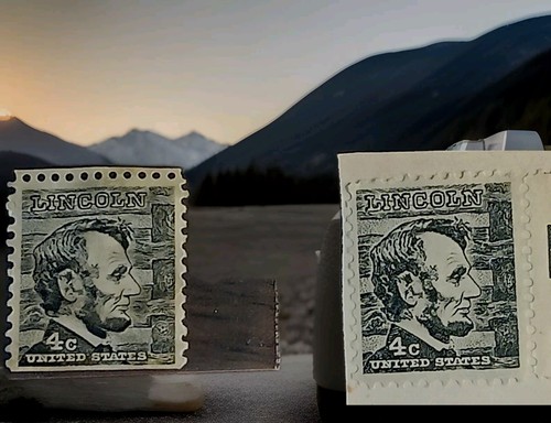 Rare US Abraham Lincoln Black 4 Cent Stamp (2) Both Used & Unused 1 Of Each MINT - Picture 7 of 7