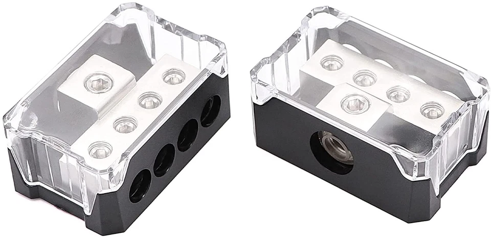 1/2Pcs Power Ground Amp Distribution Block 0/2/4 Gauge Input 4/8/10 Gauge Output - Image 2 of 4