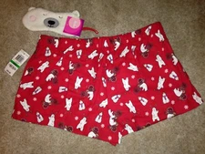 Jenni by Jennifer Moore women's size large polar bear red boxers, eye mask