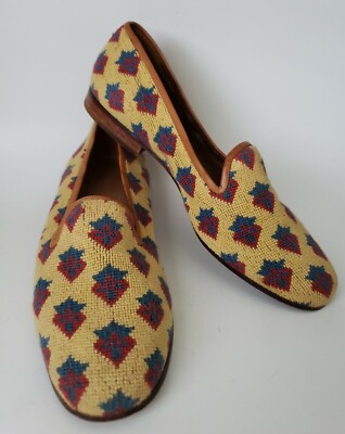 Stubbs & Wootton Blue and Brown Patterned Loafers Women main image 4