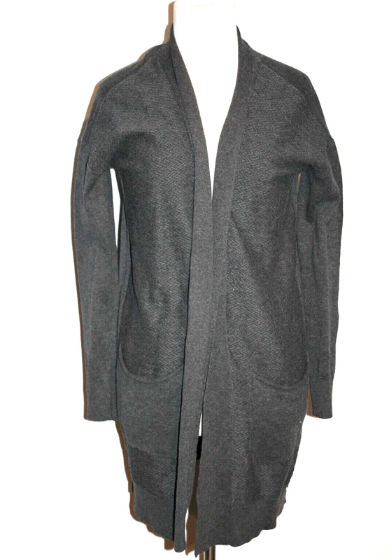 lole open front long knit with pockets sweater