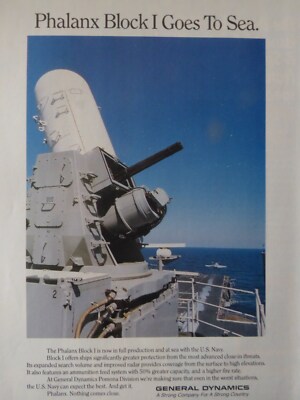 12/1988 PUB GENERAL DYNAMICS PHALANX BLOCK I GUN SYSTEM US NAVY ORIGINAL ANZEIGE