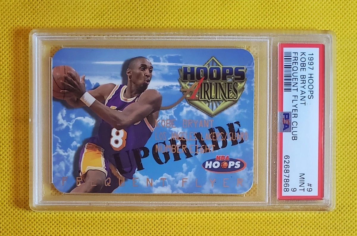 RARE Kobe Bryant 1997 NBA Hoops Airlines Frequent Flyer Club UPGRADE PSA 9