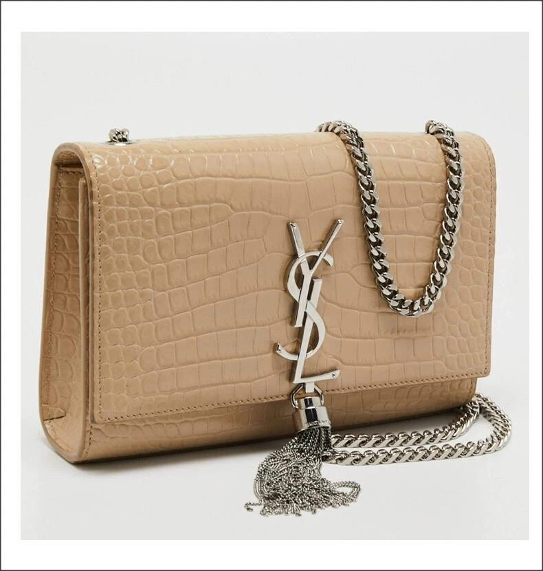 YSL KATE SMALL W/ TASSLE IN EMBOSSED CROC LEATHER