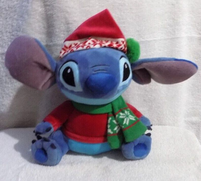 Stitch in Christmas Outfit:  Height 12"...Length 13"
