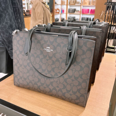 NWT COACH Nina large size Tote In Signature Canvas /leather | eBay