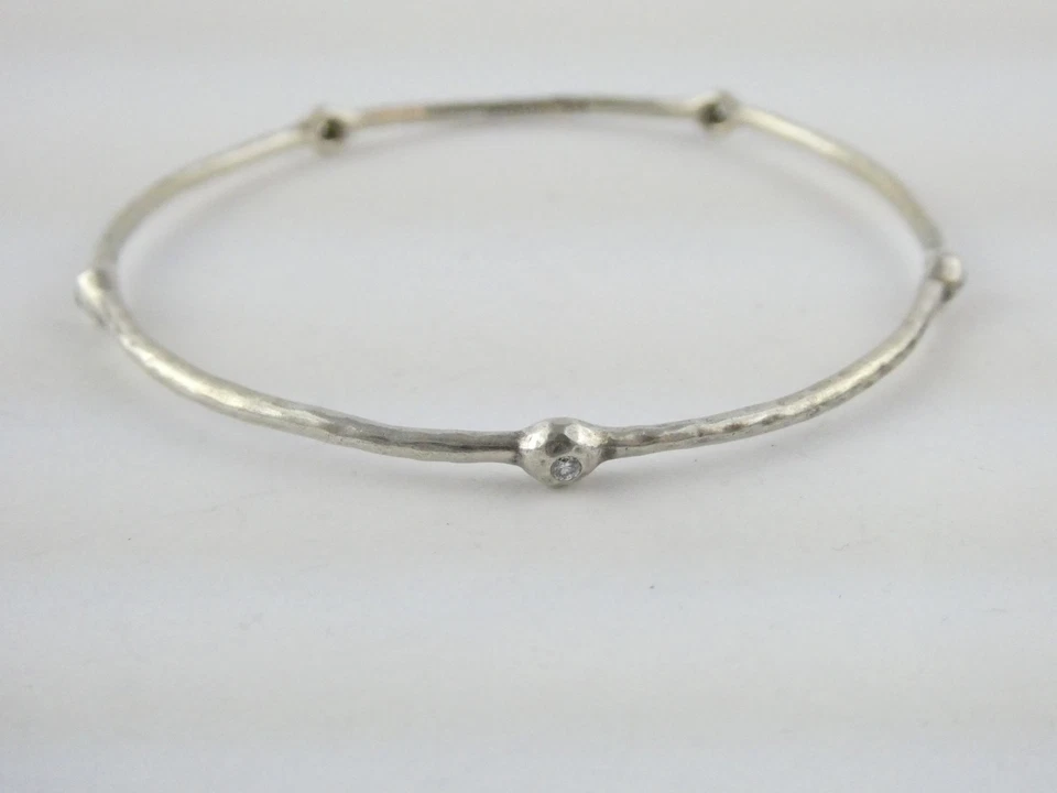 Brazalete Ippolita de plata esterlina polvo de estrellas diamante natural martillado 8 pulgadas Foto 2 de 4