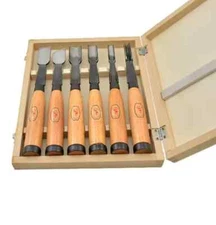 6pcs/set Hand Wood Carving Tool Chip Detail Chisel Set Knives Set with Box