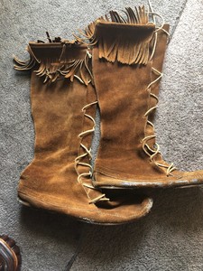 knee high leather moccasins