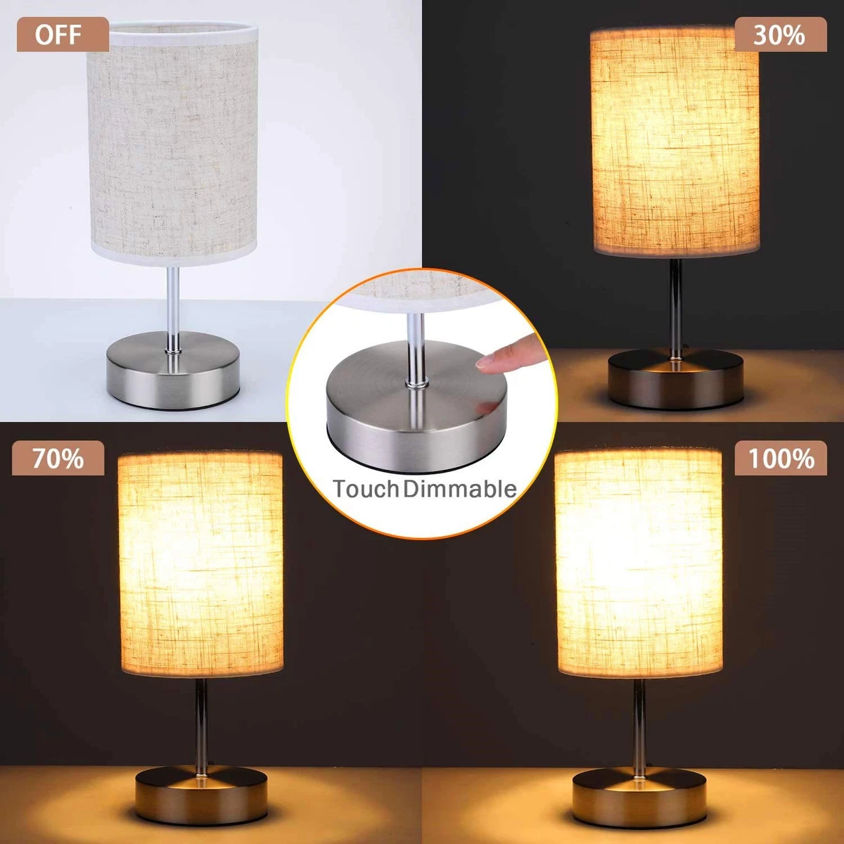Touch on off bedside on sale table lamps