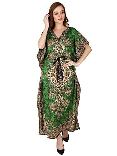 Women's VNeck Kaftan Dresses Tunic Kimono Maxi Caftan Plus Size Long Dress  Green | eBay