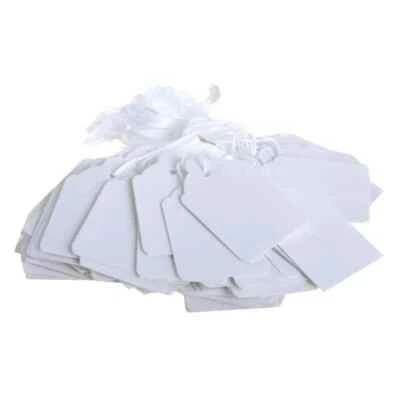 VALUE PRODUCT 1000 Strung Reinforced White Tags 48mm x 30mm String Luggage Labels Tag