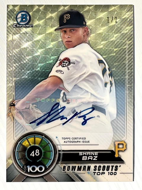 Shane Baz 2018 Bowman Chrome Scout's Top 100 Superfractor Auto 1/1 Rays Pirates