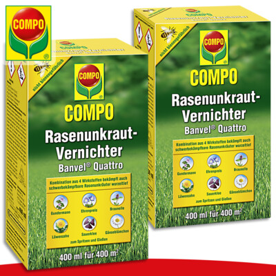 COMPO 2 x 400 ml Rasenunkraut-Vernichter Banvel  Quattro Gundermann Löwenzahn