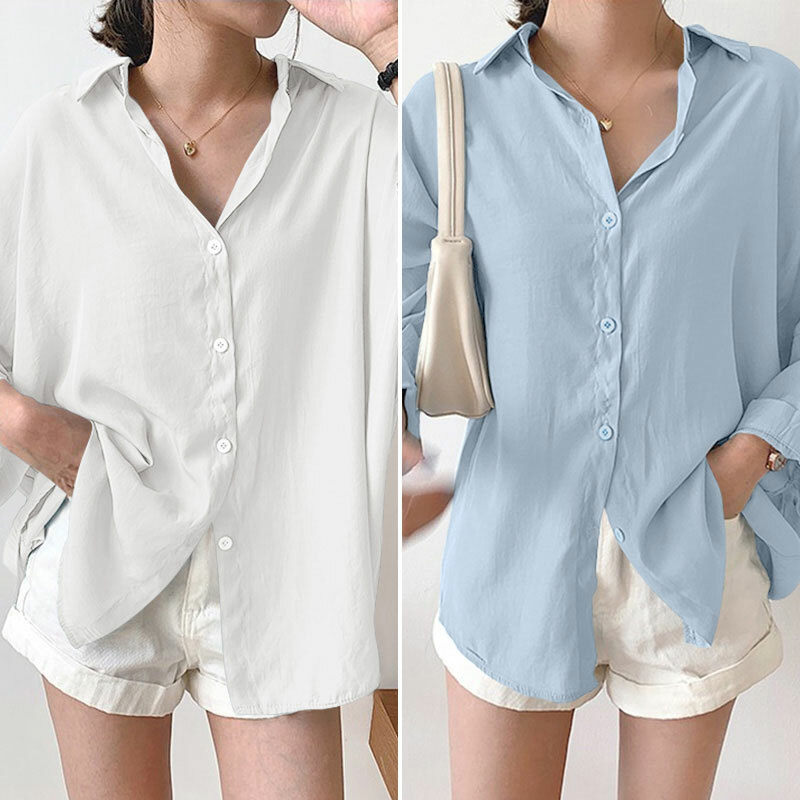 売れ筋商品|||サムス サムス シャツ レディース トップス NOT SHIRT  - Button-down blouse - limestone Women Casual Summer Shirt Button Up Long Sleeve Tops