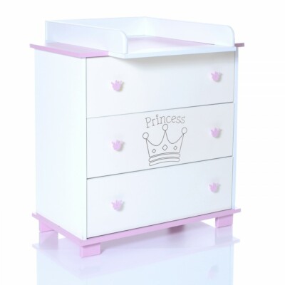 Commode Avec Table De Langer Bebe Bois Rangement Pour Chambre Enfant Princess 68 Ebay