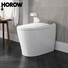 Toilet Smart Bidet LED Temp Display Elongated Toilet Auto Flush Dryer Tankless