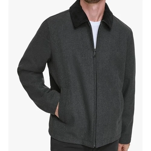 Dockers Wool Blend Full Zip Jacket Mens Medium Charcoal Gray Quilted Lined NWT - product listing photo