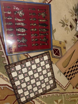 NEU Türkisches Schach & Backgammon Geschenkset - Metall Schachfiguren - FG Mode Geschenk