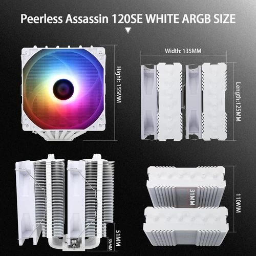 Peerless Assassin 120 SE ARGB White Cooler - 6 Heat Pipes for AMD & Intel CPUs - Picture 8 of 8