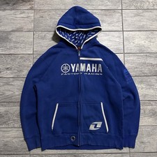 Yamaha Factory Racing Zip Up Hoodie Blue Size Men  s Large Y2K Heavyweight Biker