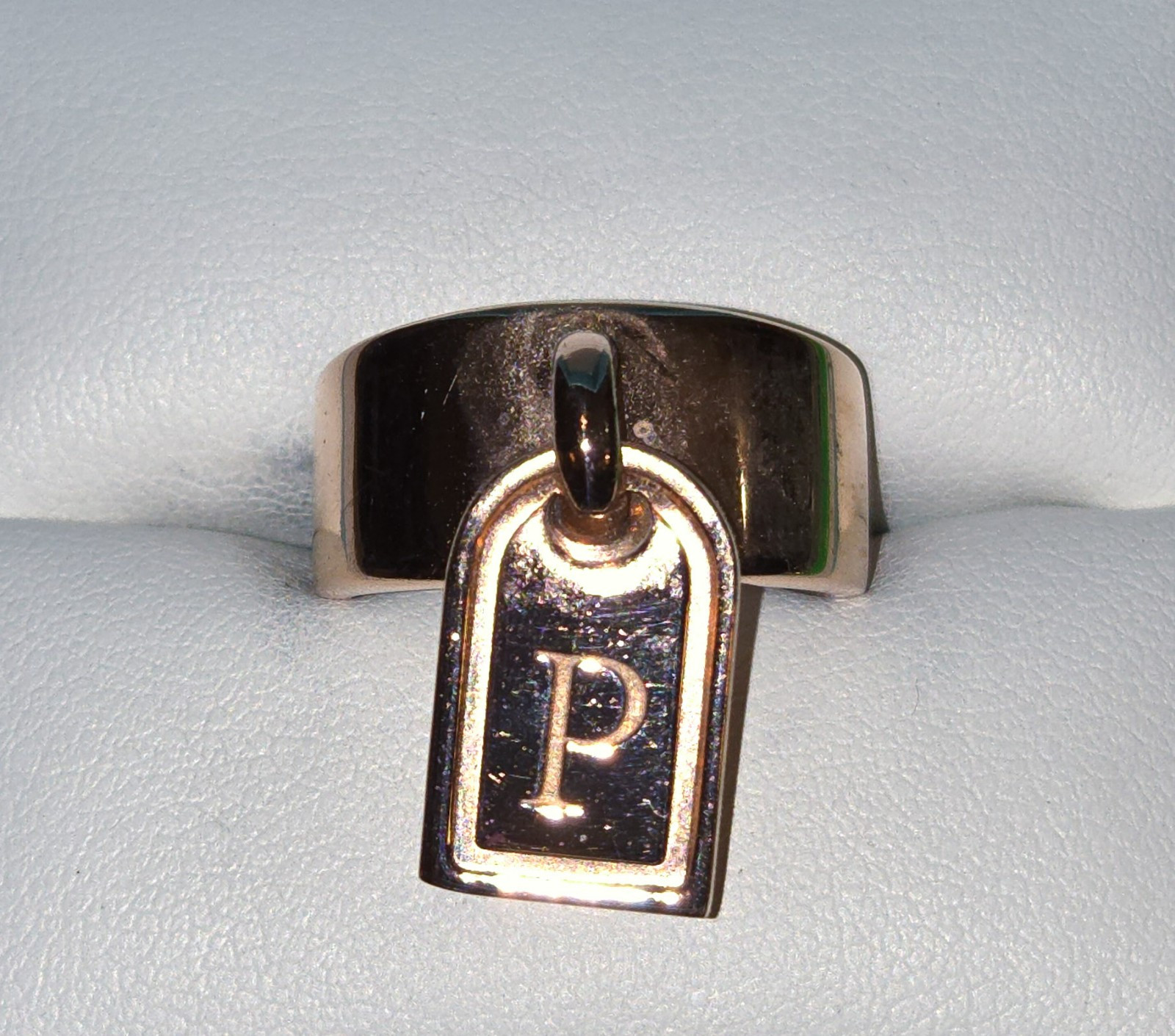 Milor Italy Bronze Initial P Dangle Ring Size 4 Perfect Gift