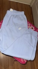 Nike Women's Blue Fleece Cotton Sweatpants XXL Drawstring Elastic Waist