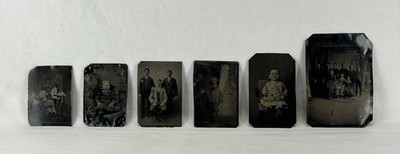 Lot Of 6 Antique 19th C Tintypes Photographs Men Women Children