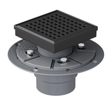 4 Inch Black Square Drain, 304 Stainless Steel Shower Drain Kits with PVC Bas...