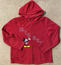Disney Full Zip Jacket Hoodie Red Mickey Mouse Youth Large 12/14 