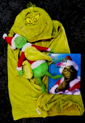 Dr. Seuss der Grinch weiche Decke mit Kapuze und Handtaschen 30''x50'' Buch & Plüsch Posten