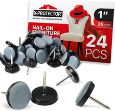 Chair Glides  – 1" Furniture Glides 24 Pcs – Grey Nail-On Chair Sliders – Premiu