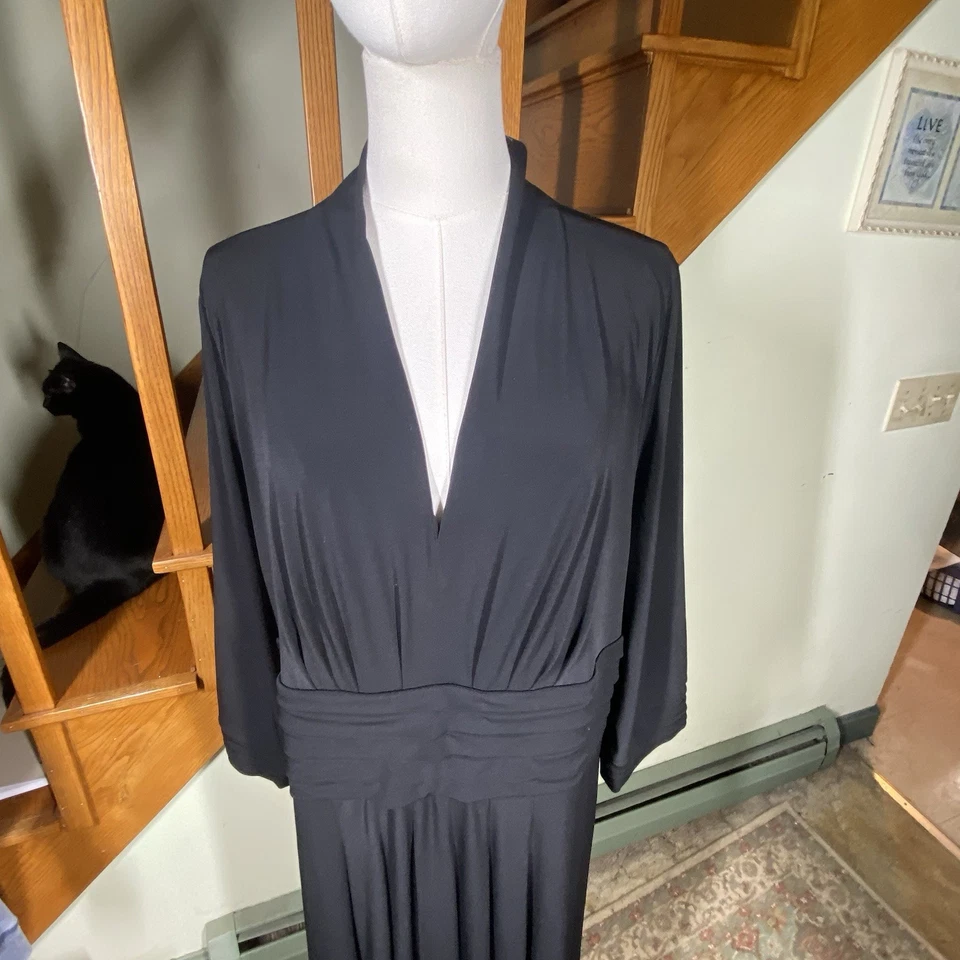 Alfani Women's Plus Size 3X Stretch Knit Basic Black Pull Over Midi Dress Party - Image 2 of 4