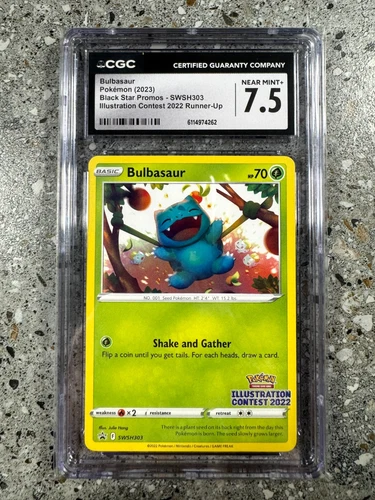 Pokemon TCG Cards Bulbasaur SWSH303 Illustration Contest 2022 Promo CGC 7.5 NM+