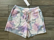 MICHAEL STARS CUT OFF SWEAT SHORTS, LAVENDER TIE DYED, NWT $108